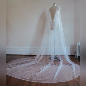 Pearl bridal wedding cape